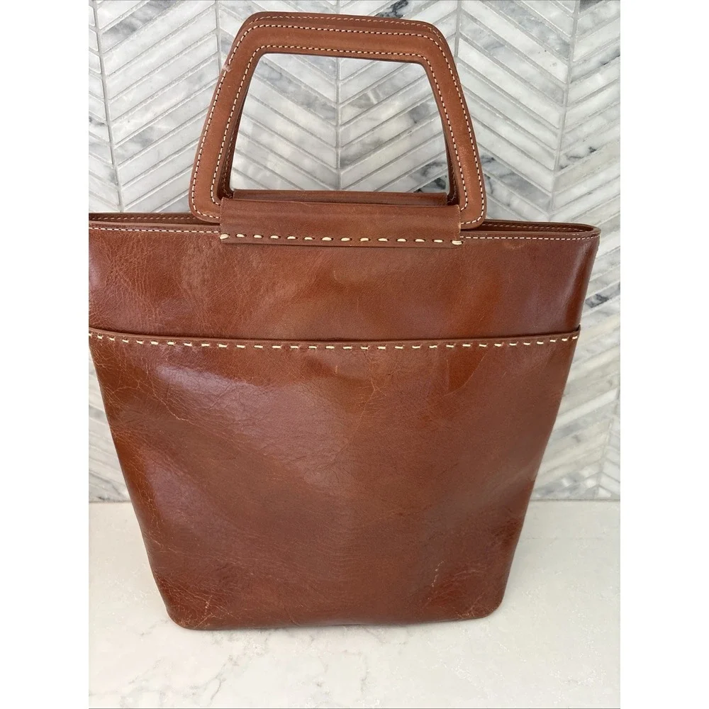 FOSSIL Vintage Luggage Brown Leather Shoulder Bag Purse Clutch Hobo Bucket Boho